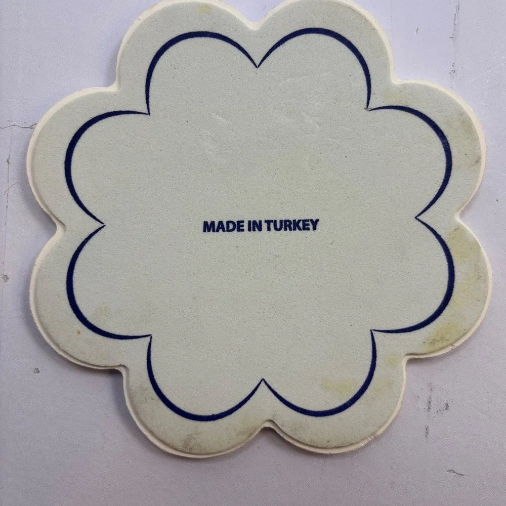 Turkish Ceramic Trivet Iznik Floral Tulip Mandala Scalloped Hot Plate Turkey‎